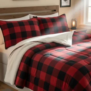 3 Piece Flannel Sherpa Comforter Set